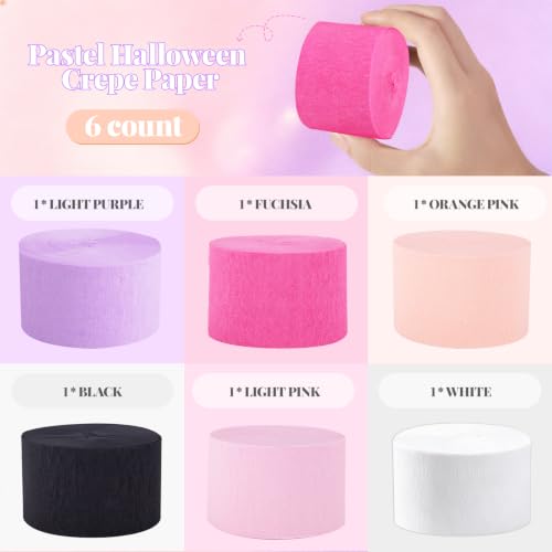Image of Pastel Halloween Crepe Paper Party Streamers for Pink Halloween Decor