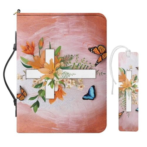 Premium PU Leather Bible Cover for Women, Extra Large Tote with Top Handles, Multi-Compartment Church Bag