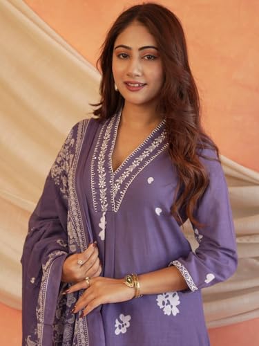 Image of Women's Mulmul Cotton Kurti with Pant and Dupatta