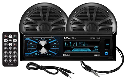 BOSS Audio Systems MCBK634B.6 Marine Boat Stereo & 6.5 Inch Speakers - Bluetooth, No CD DVD Player, Radio Receiver Head Unit, Dipole Antenna