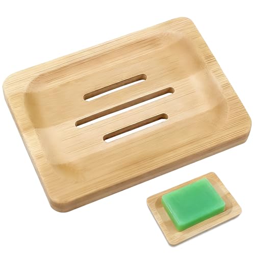 1 Stück Seifenschale,Soap Holder,Seifenschale mit Ablauf,Naturholz Bambus Seifenschalen,für Seife,Schwämme,11 * 18cm
