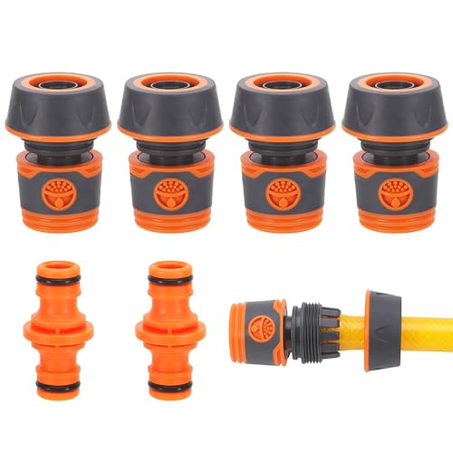 Hejo 6 Pièces Embout Tuyau Arrosage, Kit de Raccord Tuyau D'arrosage pour Rallonge de Tuyau 13 mm (3/4