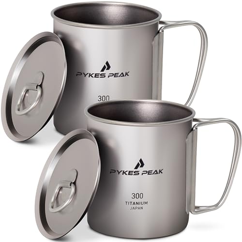 PYKES PEAK(パイクスピーク) チタンマグ フタセット 日本製 MADE IN JAPAN 燕三条産 直火で使える チタン マグカップ キャンプ アウトドア 直火にも使える燕三条産チタンマグ極300 2個セット