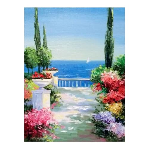 Peinture diamant paysage de mer kit de broderie strass pour moments de détente cocooning