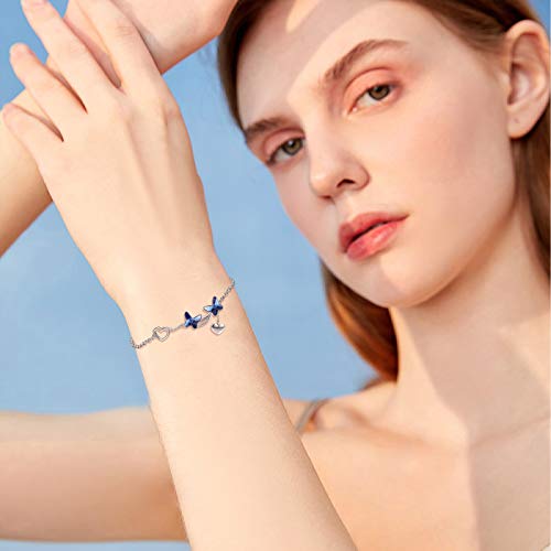 MEDWISE Butterfly Crystal Bracelet 925 Sterling Silver Butterfly Bracelets Mom Daughter Bracelets Butterfly Jewelry Christmas Gifts for Women Daughter3