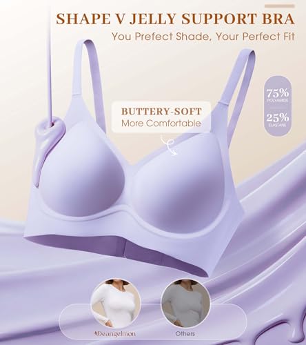 Image of DEANGELMON Seamless Bras for Women No Underwire Comfortable Push Up Bra V Neck Wireless Bralette Full Coverage Wire Free