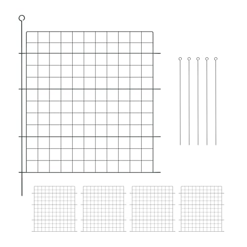 Relaxdays Valla Estanque, 5 Paneles, 78x75 cm, Reja Jardín Metálica, para Clavar, Verja Recta Huertos y Piscinas, Verde, Acero