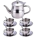 Children's Tea Set Stainless Steel, Shock & Heat Resistant Pretend Play Teapot with Cups, for Girls and Boys