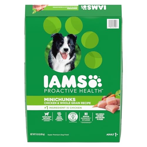 IAMS Proactive Health Minichunks Premium Dry Dog Food, Adult Dog Food Dry Recipe, 15 lb. Bag