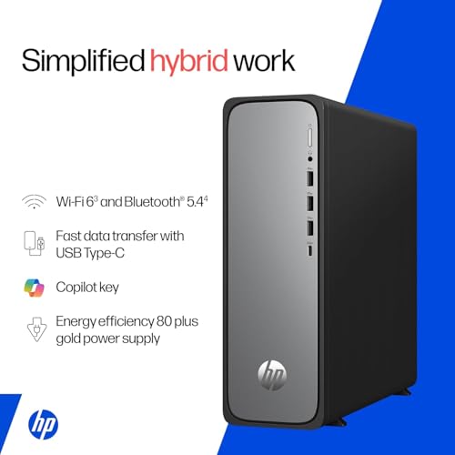 Image of HP OmniDesk Slim, 13th Gen Intel Core i3-13100 (8GB DDR5, 512GB SSD), Win11, M365* Office 24, Meteor Silver, 3.8kg, Black Wired Keyboard, UHD Graphics, S03-0019in