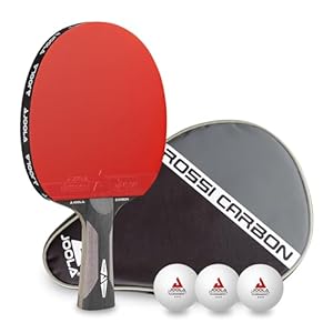 JOOLA Profi Tischtennisschläger Rosskopf Carbon, ITTF zugelassen, für fortgeschrittene Spieler, inklusive Hülle und 3 Bälle, 29, 5 cm