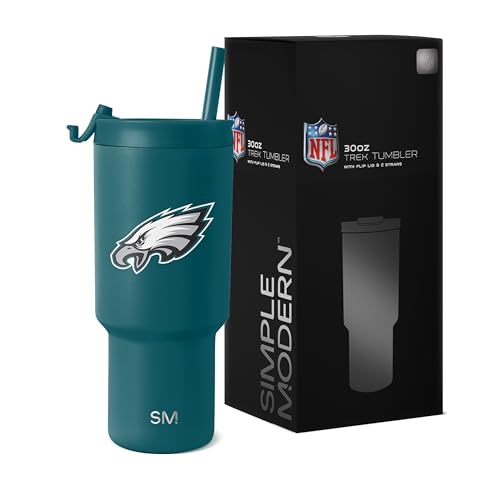 Image of Simple Modern Officially Licensed NFL Philadelphia Eagles 30 oz Tumbler with Flip Lid and Straws | Insulated Cup Stainless Steel | Gifts for Men Women | Trek Collection | Philadelphia Eagles