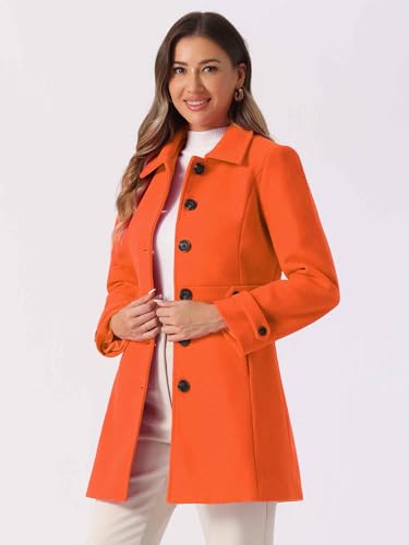 Image of Allegra K Women's Winter Classic Overcoat with Pockets Single Breasted Coat | Soft pea coat, Fully lined outerwear, Trendy, Fall office peacoat, Warm casual holiday everyday wear,