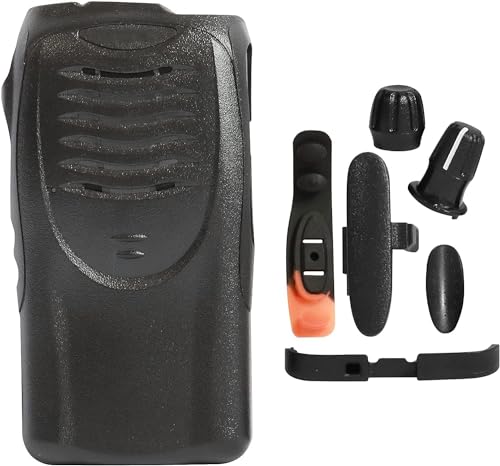 TK-2160 TK-3160 Replacement Front Housing Case Cover – No-Keypad Outer Shell Compatible with TK2160 TK3160 Two-Way Radio – Includes 2 Knobs, PTT Button Pad, Speaker Jack Cap (Black)