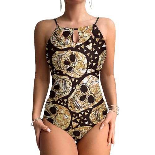 Monokini beachwear crânes d'or pour vos journées ensoleillées à la plage