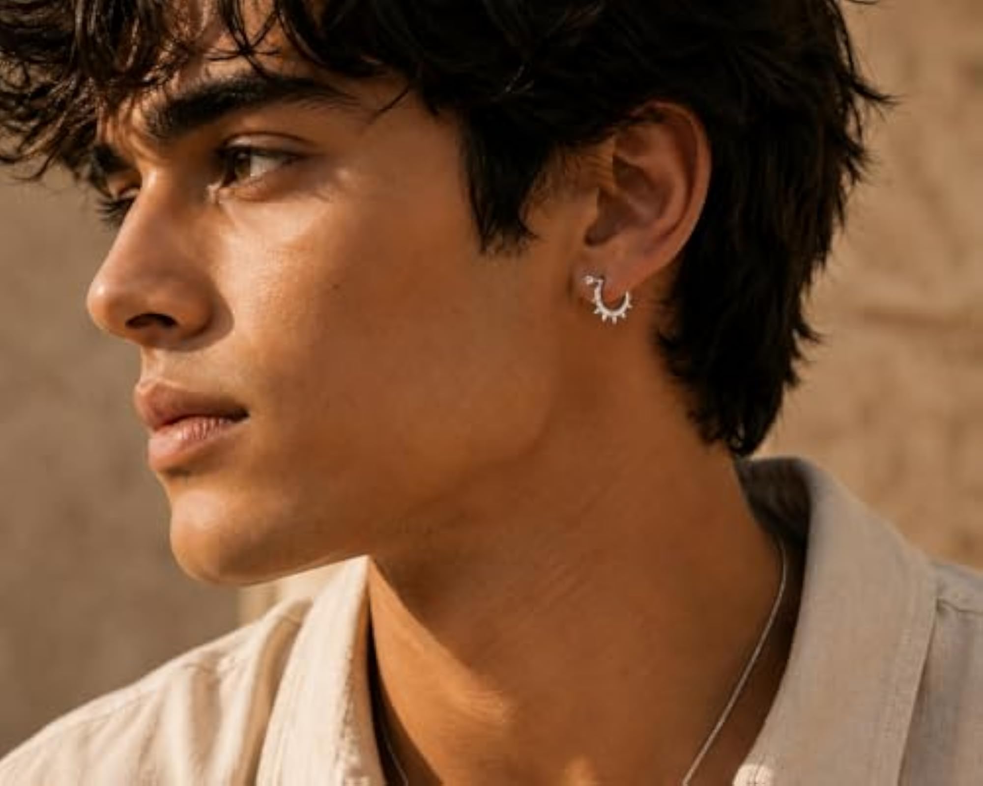 Traditional Silver Karn Kundal Bali Stud Earrings for Boys