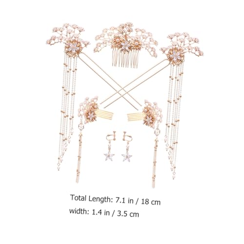 Bâtons à cheveux chinois accessoires chignon dorés avec perles de fête