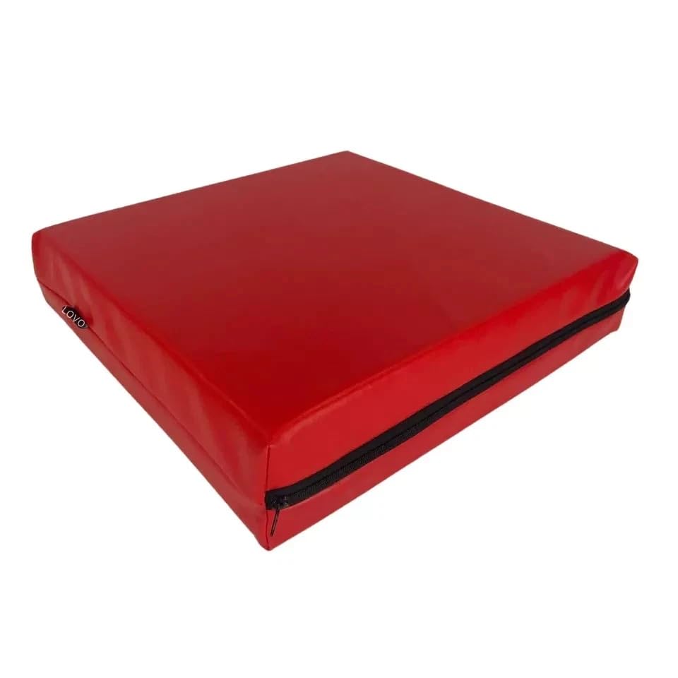 FEELIT Premium Memory Foam Wheelchair Cushion – Faux Leather Pressure Relief Seat Pad with Zipped Cover for Comfort & Support (Red, 18" x 16" x 4")