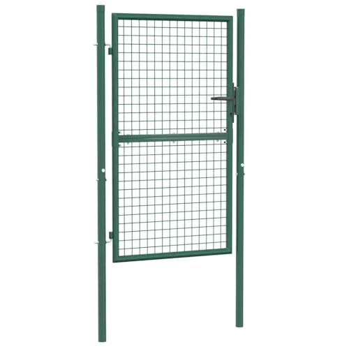 vidaXL Gartentor Gartentür Zauntür Hoftor Gartenpforte Zauntor Hoftür Gartenzaun Pforte Tür Tor Einfahrtstor Garten Stahl 100x150cm Grün