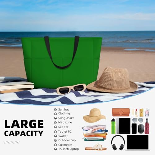 Large Beach Bags Water-resistant Sandproof - dark-green Cute Beach Tote Bags for Women with Zipper4