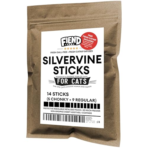 Fiend-Silvervine-Sticks-for-Cats--Real-Dried-Silver-Vine-Catnip-Infused--14-Count-5-Chonky-9-Regular-Toys-Made-By-Nature-for-Play-Instincts-and-Shenanigans-Create-a-Monster Fiend Silvervine Sticks for Cats – Real Dried Silver Vine + Catnip Infused – 14 Count (5 Chonky + 9 Regular) Toys Made By Nature for Play Instincts and Shenanigans - Create a Monster - Image 1
