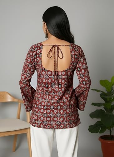 Image of GRECIILOOKS Short Kurti for Women | Floral Printed Short Kurta for Women | Comfortable Rich Office & Casual Kurti`s for Jenas, Leggings & Trousers