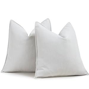 ZWJD Cream Pillow Covers 20×20 Set of 2 Cheni...