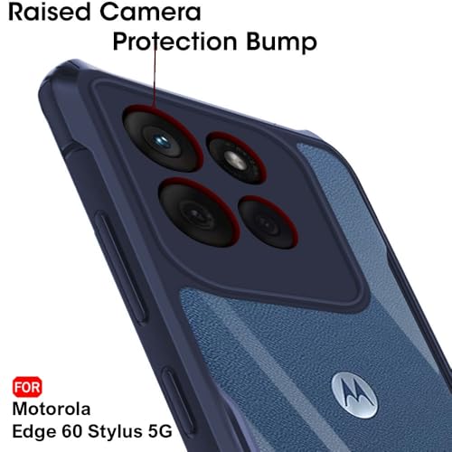 Image of TheGiftKart Shockproof Crystal Clear Back Cover Case for Motorola Moto Edge 60 Stylus 5G | 360 Degree Protection | Protective Design | Transparent Case for Moto Edge 60 Stylus (PC & TPU, Blue Bumper)