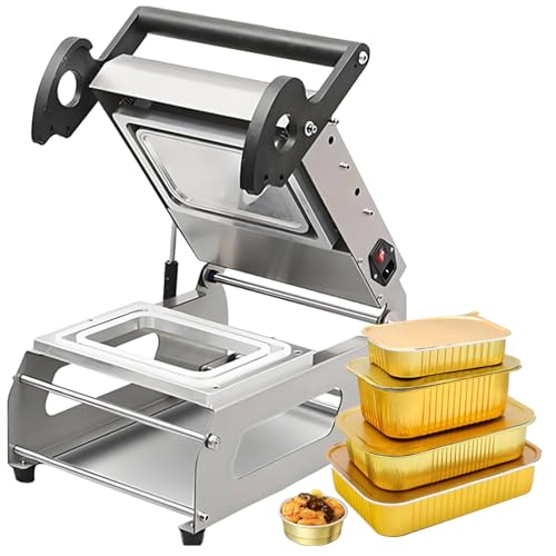 Máquina selladora de calor comercial para alimentos, sellado manual de bandejas de sándwich para restaurantes y comida para llevar, sella 7-8 veces/minuto, ideal para embalaje de alimentos
