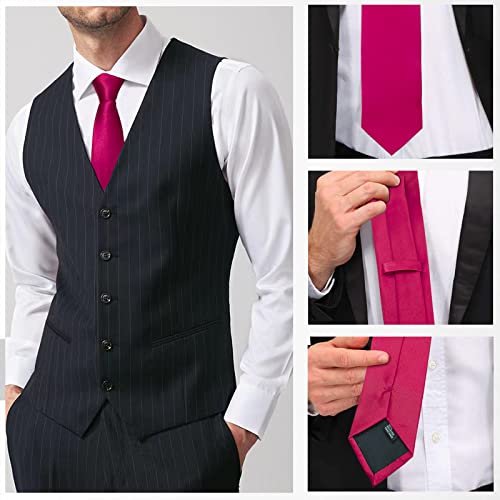 Image of Luckyvestir Mens Tie Solid Satin Neck Ties 3.15'' Formal Necktie for Wedding Business Christmas Father's Valentine's Day Gift