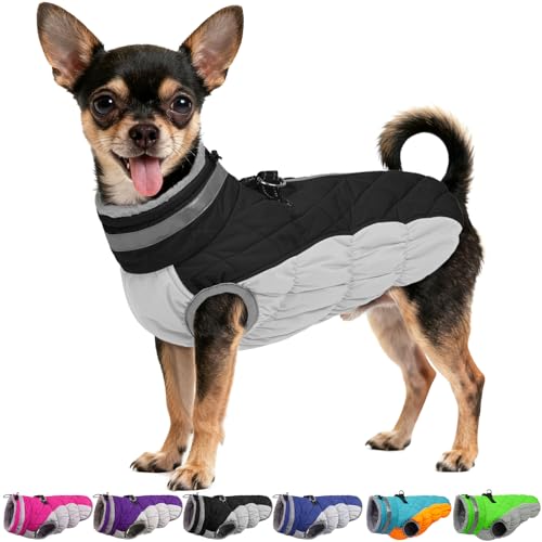 Image of Dog Winter Jacket Cozy Reflective Waterproof Windproof Warm Pet Garment,Comfortable Cold Weather Fleece Apparel Outfits with Zipper Closure for Small Medium Large Dogs Puppy Walking,X-Small