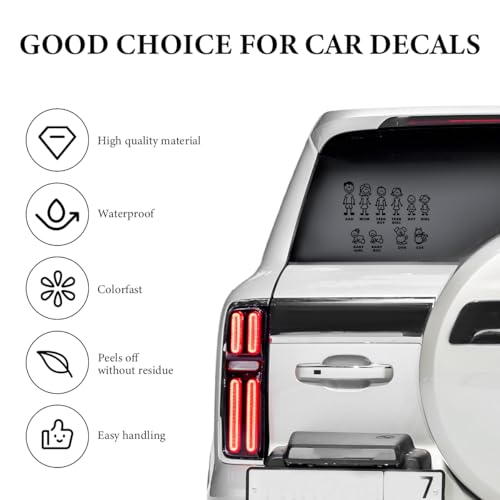 Image of Family Car Stickers, Family Figure Dog Cat Baby Auto Window Bumper Decal Sticker, Waterproof People Mom Dad Boy Girl Pet Decal for Vehicle Windshield Laptop Tablet (Black, 25x20cm)