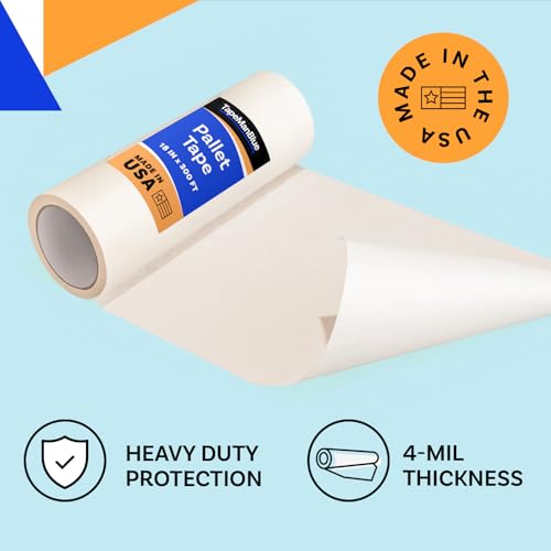 Image of TapeManBlue Pallet Tape for Screen Printing, 18 Inch x 300 Foot Roll, Made in USA, Heavy Duty Platen Masking Tape with Clean Removal to Protect Screen Printing Surfaces and Extend Pallet Life