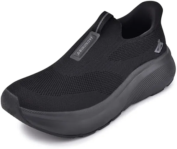 JACKSHIBO Mens Slip in Free up Hands Shoes Wide Toe Box Arch Support Orthopedic Walking Sneakers Cushioned Thick Zero Drop Sole Metatarsal Pads