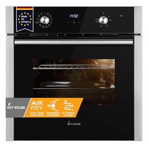 KKT KOLBE AirFryer Einbaubackofen 60 cm mit Heißluftfritteuse | autark | 70L | 3kW | Katalyse | Pizzafunktion | Grill | Umluft | Heißluft | Timer | 2-fach Wärmeschutzverglasung | BO8810SS