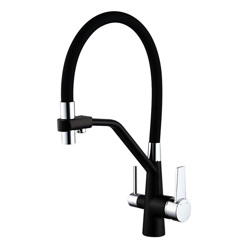 FCXWEVR Black Silicone Hose Kitchen Faucet, Pull Down Dual Function Sprayer, Kitchen Sink Mixer Tap, High-Arc Pull-Out Faucet, Modern Design for Water Efficiency