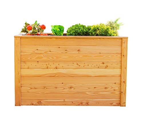 WESTMANN Hochbeet aus Lärchenholz | 130x65x84 cm Natur | Kräuterbeet für den Außenbereich | Holzhochbeet zum Bepflanzen von Gemüse & Kräutern