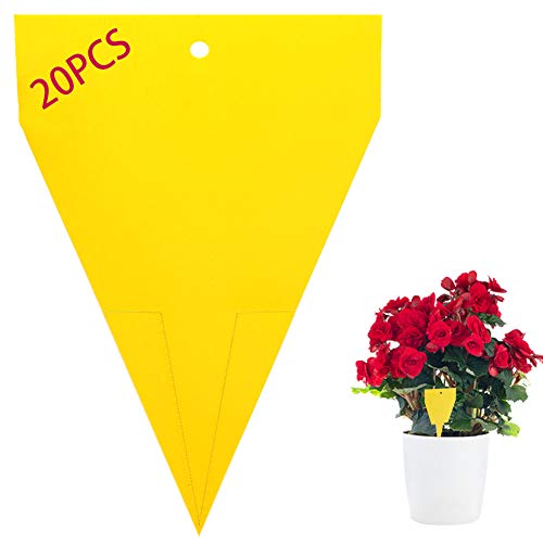 Preisvergleich Produktbild Panngu Gelbtafeln gegen Trauermücken Bio Gelbstecker insektizidfrei, Gelb-Sticker Leimfallen zum Schutz von Zierpflanzen, Steckbare Fliegenfalle Leimfalle - Blumentopf Klebrige Insektenfallen 20 Stück