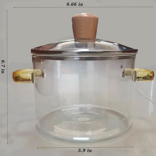 Glass Simmer Pot 1.5L Glass Saucepan With Cover Glass Cookware For Stovetop Pasta Noodle Soup Milk Vegetable White #TOP6