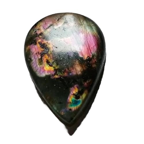 Cabochon labradorite rose naturelle poire 37x25mm pour création de bijoux