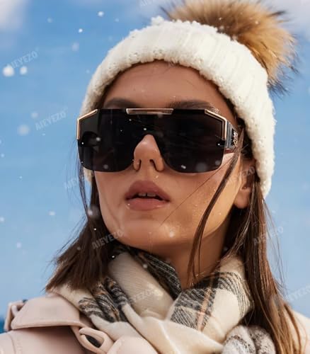 AIEYEZO Square Oversized Sunglasses Flat Top Shield Sun Glasses for Men Women One Lens Square Shades2