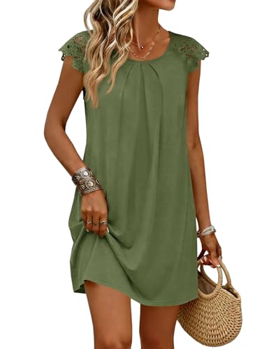 Image of Wenrine Womens Tshirt Nightgown Short Sleeve Soft Sleepwear Casual Sleep Dress with Pockets