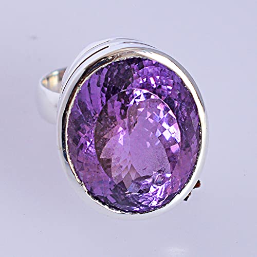 Plata de ley 0.925 ovalada Purple Amethyst joya unisex morada 5