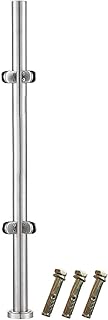 Garden Deck Stairway Fencing Clamp Posts Round Glass Clamp Pole Banister Railing Post for 10 MM / 12 MM Thick Panel, Stainless Steel Deck Stairs Balustrade Fence Post, with Expansion Screws ( Color :