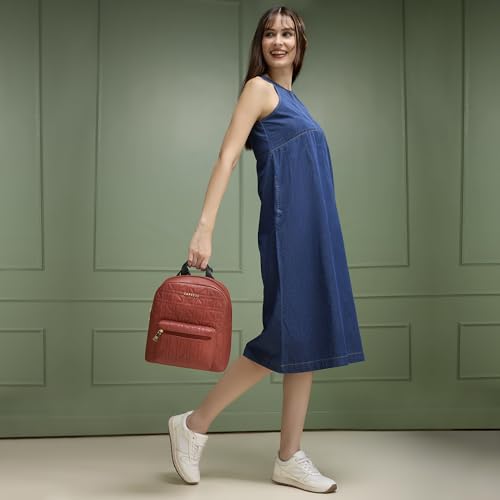 Image of Caprese Aimee Medium Quilted Faux Leather Fashion Backpack for Women | Stylish & Functional Daypack with Adjustable Straps & Detachable Charm| Front Pocket | Perfect for College, Travel & Daily Use