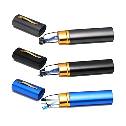 Hubeye 3 Paars Metall Lesebrille Mini Kompakt Leicht Federscharnier Schmal Klassische Lesehilfe Brille mit Metall Etui 2.00