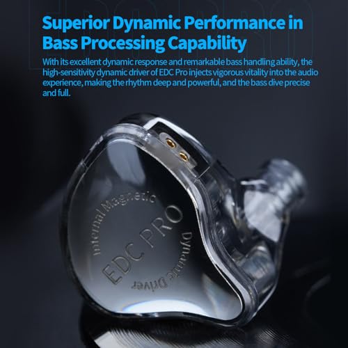 Image of KZ EDC Pro in-Ear Earphones, Silver Cable, Black | HiFi Musician Monitor IEM, Dynamic Driver Earbuds, Detachable 2-Pin, Noise-Isolating Headphones, Studio Headset
