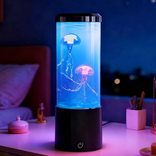 Probuk Jellyfish Lampe LED Aquarium Lampe mit Farbwechsel, 7 Farben Lavalampen für Kinder und Erwachsene, USB Stromversorgung, Deko Licht für Schlafzimmer oder Büro