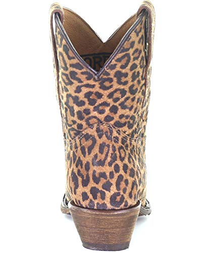 CORRAL Girls' Leopard Print Ankle Western Boot Round Toe Leopard 5 D(M) US4