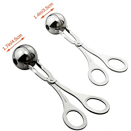 [2-Pack] Stainless Steel Meat Baller Cookie Dough Scoop,Meatball Scoop Maker,Ball size is 1.4"&1.7",Professional Sphere Mold Ball Maker For Cake or Meat, Premium Kitchen Tool (2-Pack:M+L) - Thumbnail 4